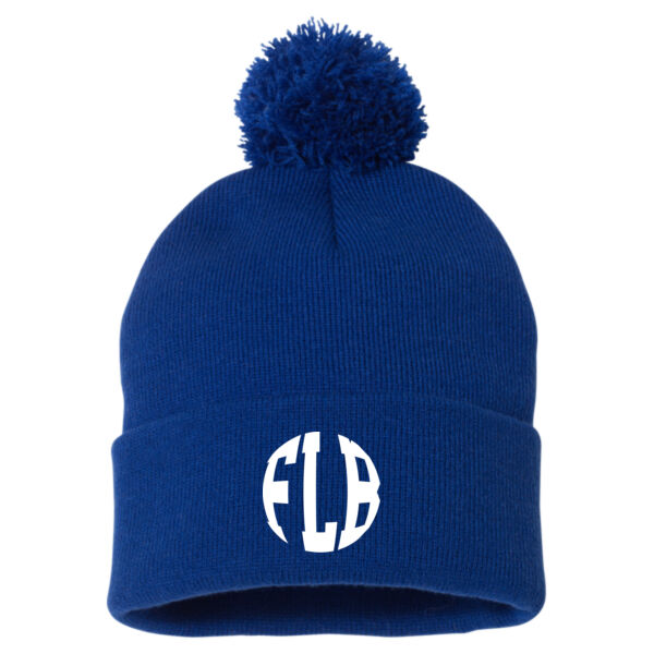 SCHOOL SPIRITWEAR - Pom-Pom 12" Knit Beanie *EMBROIDERED LOGO* Thumbnail